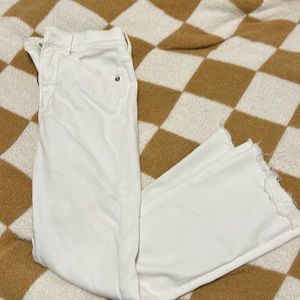 Express white jeans - high rise cropped flair.